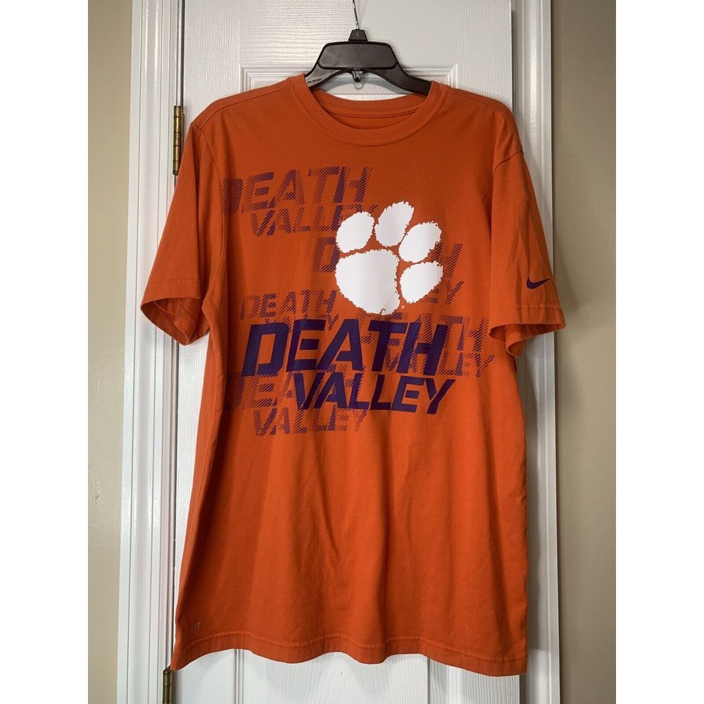 Nike NCAA Clemson Tigers Death Valley Mens Size L Orange Graphic T-Shirt